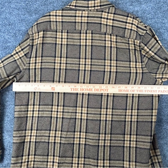 Express Plaid Flannel Shirt Mens Large Brown Tan Cotton Button Up Casual - Picture 10 of 11